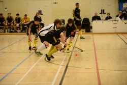 action shot from England Hockey's Boys U18 Super 6s Junior Club Championships, 2016