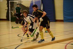 action shot from England Hockey's Boys U18 Super 6s Junior Club Championships, 2016
