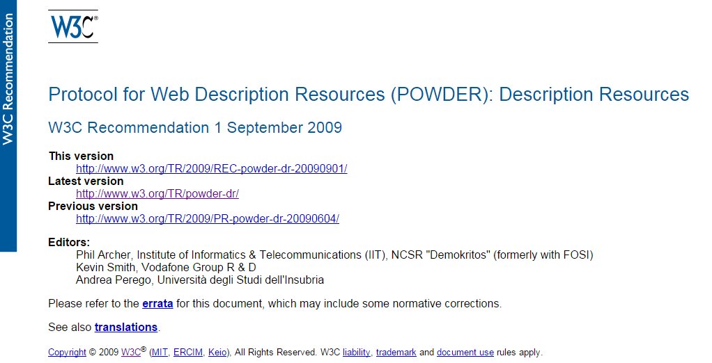 Screenshot of POWDER spec